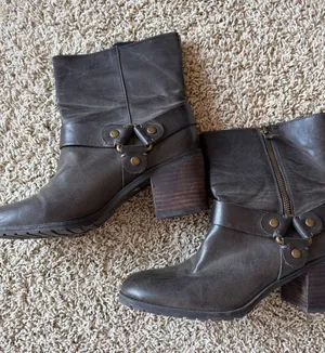 Franco Sarto Benton Moto Harness Leather Ankle Boots 9M Boho Western thumbnail 1
