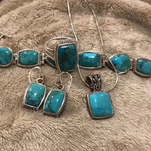 Barse Turquoise Sterling Silver Necklace Earrings Bracelet Ring Rope Accent Set thumbnail 12