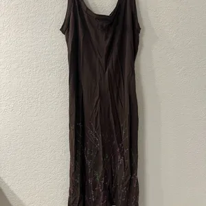 Ann Taylor Brown Maxi‎ Dress with Floral Accents thumbnail 2