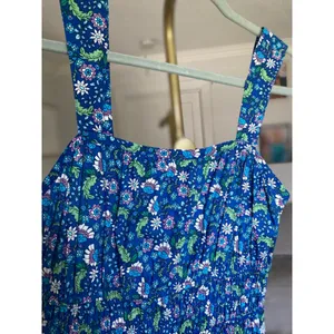 LOFT Blue Floral Smocked Maxi Dress Cottagecore Romantic Garden XS Wedding Party thumbnail 4