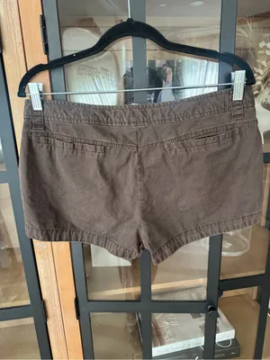 Vintage y2k Old Navy mid rise shorts micro mini chocolate brown cotton 2008 thumbnail 2