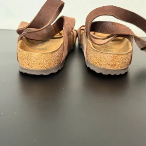 Birkenstock Yara Sandals Mens 9 Womens 11 Brown Leather Ankle Wrap Toe Loop thumbnail 12