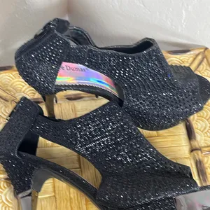 Pierre Dumas Black Crystal Peep-Toe Heels thumbnail 4
