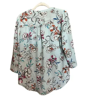Maurices Tunic Top Womens Medium Multicolor Floral Print Popover V Neck Blouse thumbnail 6