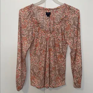 Daytrip Boho Peasant Blouse Top Blush Floral Paisley Print Women’s Medium M thumbnail 4