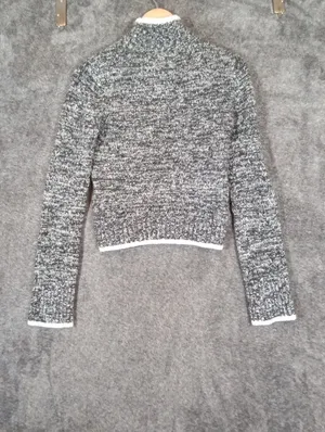 Madewell Marled Mockneck Sweater Black N White Merino Wool Blend Womens SMALL thumbnail 5