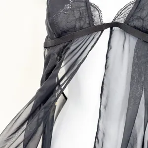 NWT‎ Victoria's Secret Womens Black Lace Sheer Mesh Whimsigoth Babydoll Top M thumbnail 3