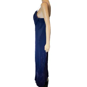 Jeffrey & Dara Vintage 90s Indigo Ultra Sparkly Twist Front Maxi Evening Dress thumbnail 6
