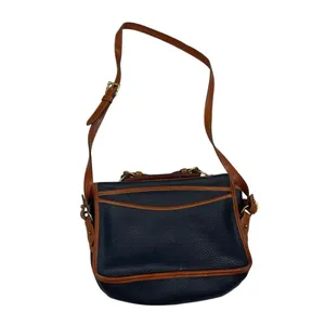 Vintage Dooney & Bourke Leather Carrier Navy Blue Crossbody Purse Turn Key Lock thumbnail 2