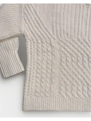 (RFB2) Old Navy Mixed Cable Knit Sweater XL NWT Cream White SoSoft Crewneck thumbnail 4