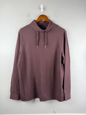 Quince SuperSoft Fleece Mock Neck Pullover in dried fig size large thumbnail 3