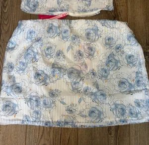 Beginning Boutique Majia Blue Rose Print Skirt thumbnail 1