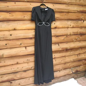 NWT Mac Duggal Ieena Puff Sleeve Black Cut Out Gown Dress 6 2630 thumbnail 9