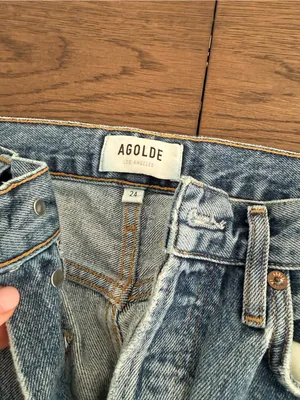 Agolde Light Blue Straight Leg High-Rise Jeans with Button-Fly thumbnail 7