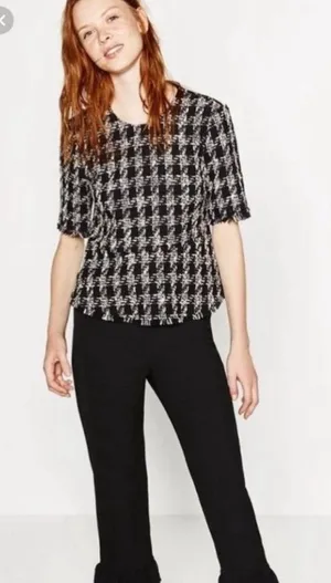 Zara Woman peplum tweed top NWOT thumbnail 1