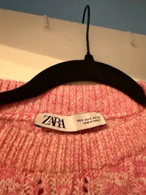 Zara Pink Cable-Knit Short Sleeve Sweater Top thumbnail 3