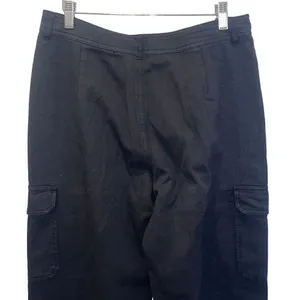 Apricot Lane Double Zero Womens High Rise Wide Leg Cargo Pants Black Medium NWOT thumbnail 6