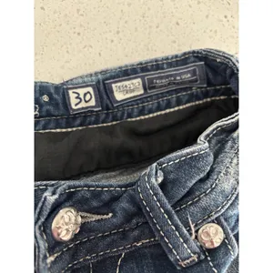 Miss Me Capri Jessica Women 30 Dark Wash Denim Low Rise Crop Western Embellished thumbnail 3