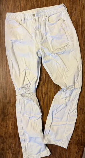 White straight leg ripped jeans Size 27 thumbnail 1