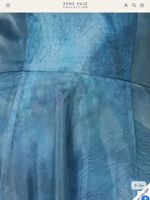 Rene Ruiz Blue-Green Off-the-Shoulder Organza A-Line Gown thumbnail 4