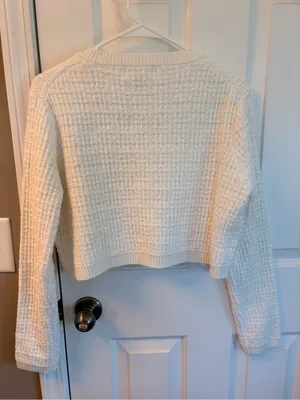 Jessica Simpson Cream Textured Open-Front Cardigan Size L thumbnail 7