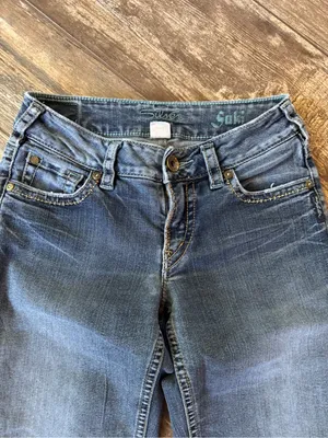 Distressed Suki Silver Jeans Medium Blue Bootcut Jeans size 27 thumbnail 8