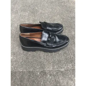 Franco Sarto Balin Black Crinkled Patent Lug Sole Penny Loafers W 7M Platform thumbnail 3