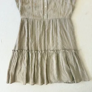 Emma &‎ Michele Shirt Dress Womens Medium Tan Flutter Sleeve Tiered Boho thumbnail 10