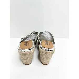 SoftWalk Snakeskin Print Espadrille Wedge Sandals Slides Black White Size 7.5 thumbnail 5