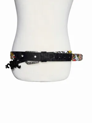 NEW Ed Hardy Leopard Black Rhinestone Belt Black Women L XL Y2K thumbnail 3