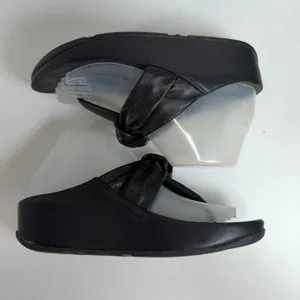 FitFlop 7.5 Twiss II Knotstrap All Black Wedge Platform Microwobbleboard FJ2-090 thumbnail 3