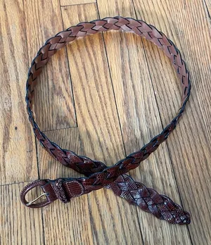 Made in Argentina Genuine Lizard Leather Braided belt Brown‎ Women’s y2k thumbnail 1
