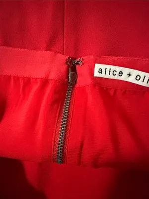 Alice + Olivia Red Asymmetrical Wrap Mini Skirt Poppy Red thumbnail 7