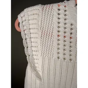 Current Air Cream Knit Sweater Tank Top Ruffle Sleeve‎ Boho Chic thumbnail 3