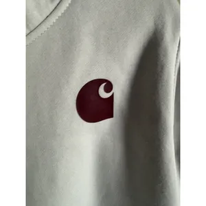 Carhartt Hoodie Women Sz Large Maroon & Cream Relaxed Fit Logo Sleeve Pullover thumbnail 4