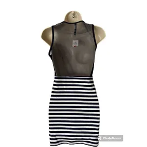 Womens Cocktail Party Mini Dress Navy White stripe size Small NWT thumbnail 2