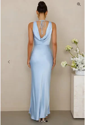 Hello Molly Loretta blue cowl satin maxi dress thumbnail 3
