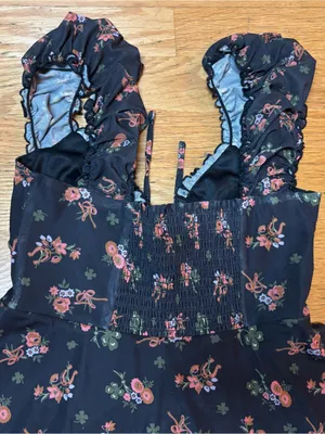 Urban Outfitters Audrey Bow Floral Shamrock Mesh Babydoll Whimsigoth Mini S thumbnail 7
