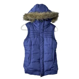 Burton DryRide Fur Trim Snowboard Puffer Vest Purple Small Y2K thumbnail 2