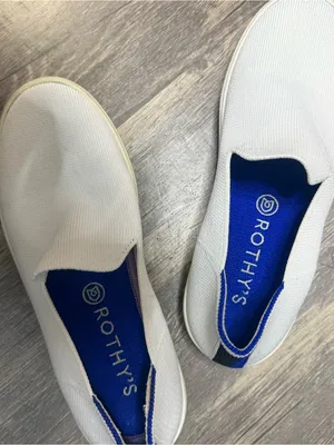Rothy's Women’s White Slip-On Loafers with Navy Insole thumbnail 7