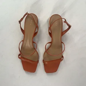 Pedro Square Toe Heeled Sandal in Rust Size 9 or 39‎ Red thumbnail 2