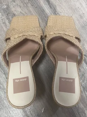 Dolce Vita Natural Beige Braided Woven Slide Mules thumbnail 2