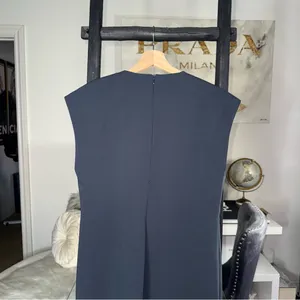 ZARA Dark Slate Grey Cap Sleeve Mini Dress Womens Medium Minimalist Career Chic thumbnail 9