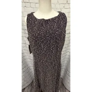 NWT Eva Mendes NY & Co. Sleeveless Black Pale Pink Boucle Fit & Flare Dress 16 thumbnail 2