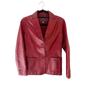 Vintage Y2K GAP Red Leather Blazer XS 100% Genuine Leather 2000 thumbnail 2