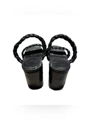 A New Day Braided Heels Women's 7 Faux Leather Black Mule Slip On Minimalist thumbnail 3