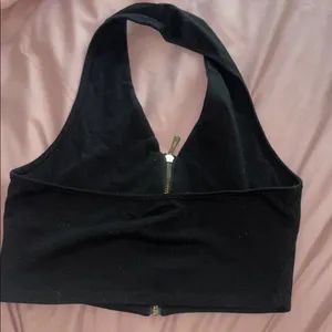 Black Halter Top with Gold Zipper thumbnail 2