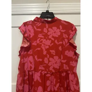 Shein Pink Red Floral Flutter Sleeve V-Neck Maxi Dress Ruffle Modest Size 1XL thumbnail 4