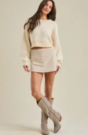 Altar’d State Ivory Kenny Corduroy Skort Size Small thumbnail 4