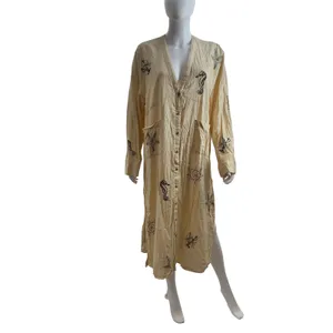 Anthropologie‎ Nautical Embroidered Maxi Dress Cream Seahorse Starfish Small thumbnail 5